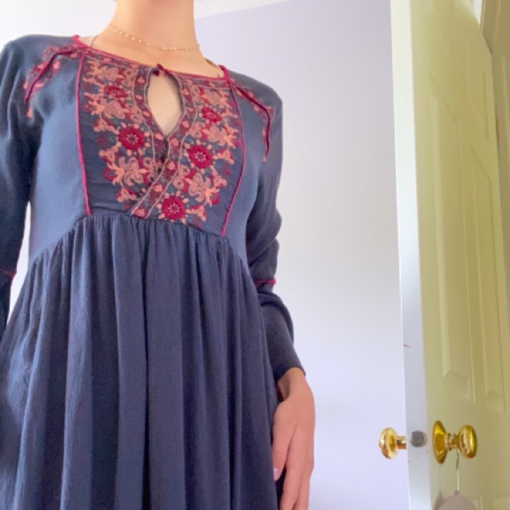 AEO Embroidered bell-sleeved mini dress